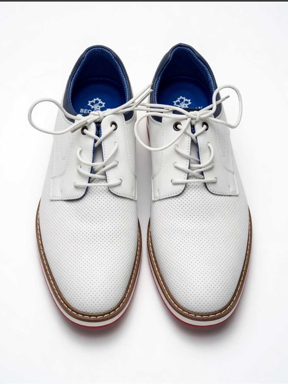 DECARSDZ Men’s White (or Bundle) Faux Leather Lace Up Hybrid Oxford Shoes Sz 7.5